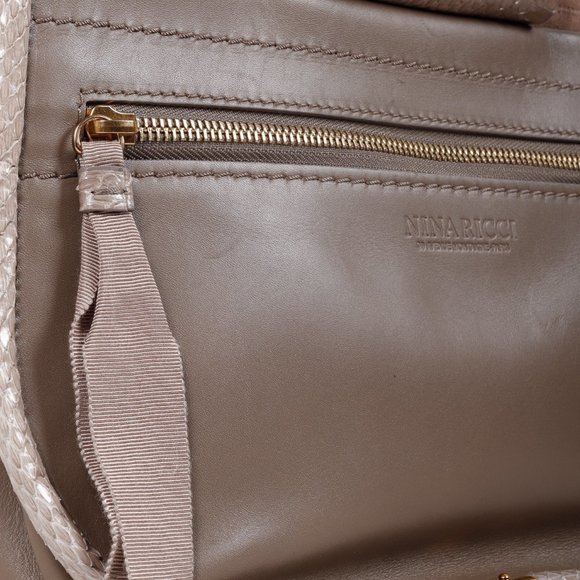 Nina Ricci Taupe Fur Watersnake Bracelet PM Shoulder Bag - Picture 8 of 12